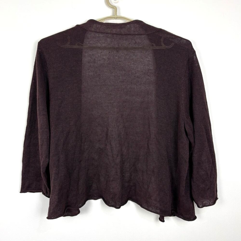 Eileen Fisher Chocolate Brown 100% Linen Cardigan *no size* approx XL - Picture 2 of 8